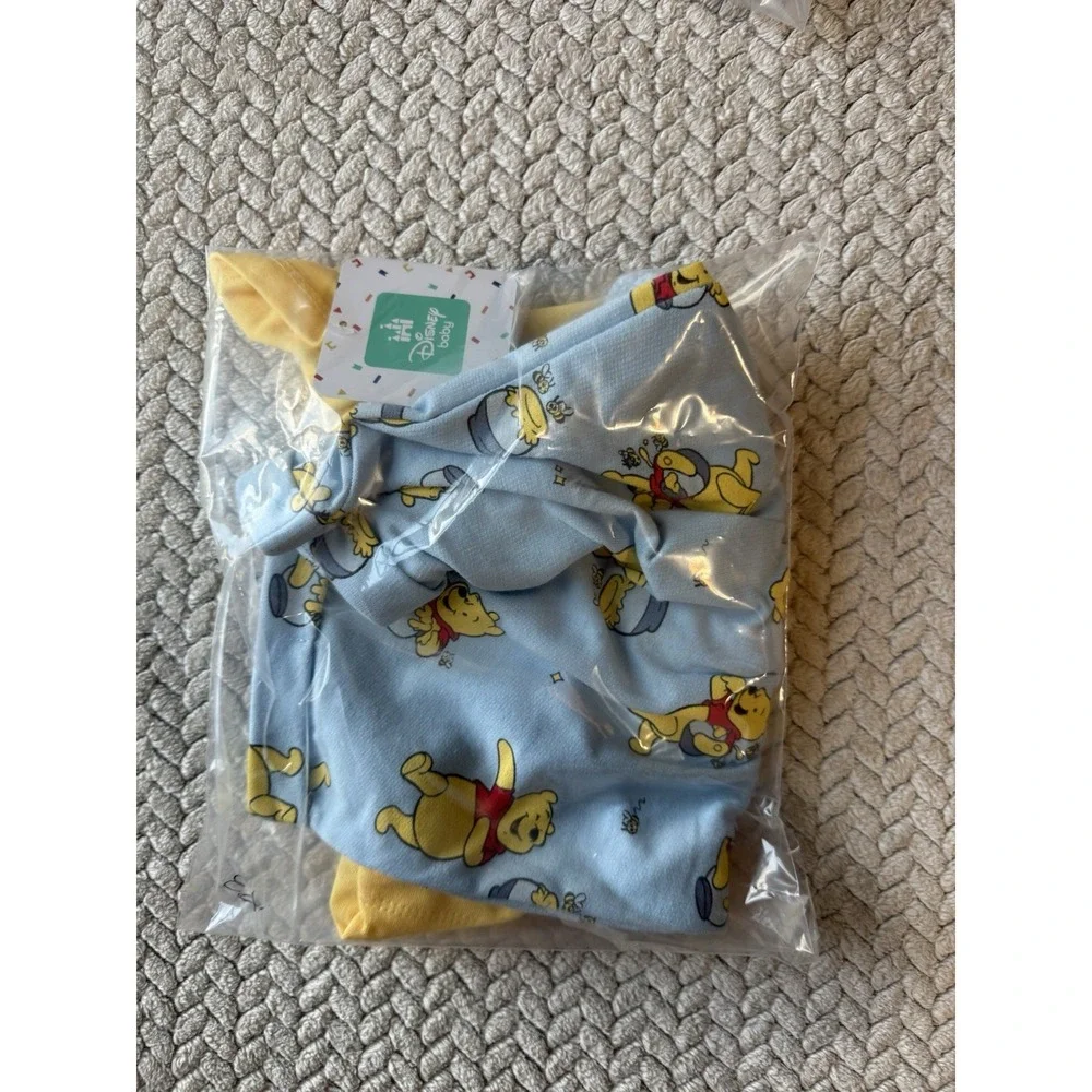 MATCHING TWIN Disney-licensed Winnie the Pooh baby Overalls Size 3 - 6 2 Pairs